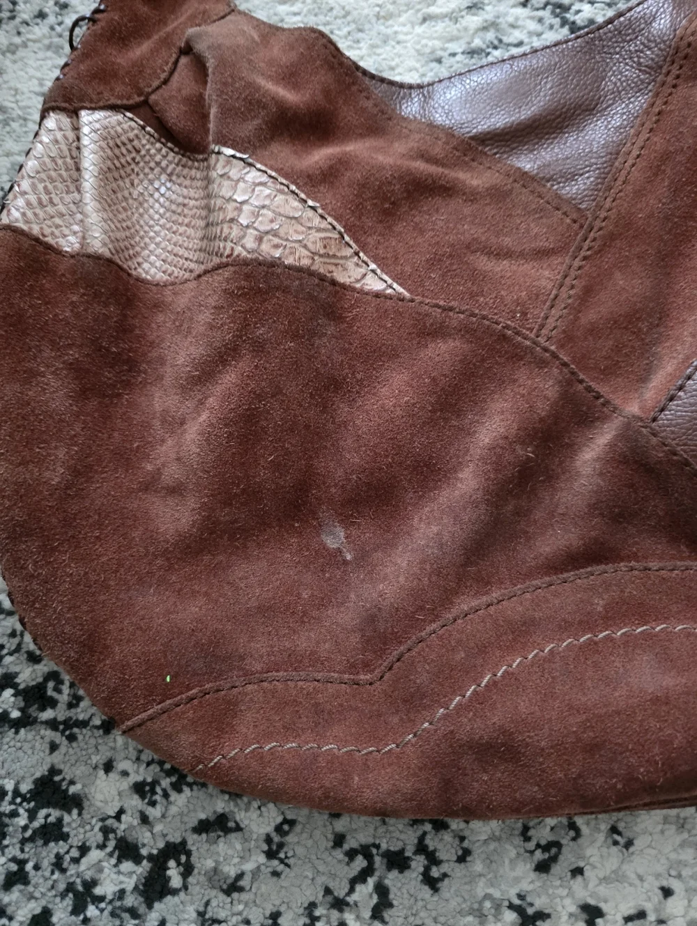 Vintage Lucky Brand Suede Leather Patchwork Boho Shoulder Bag Boho Festival